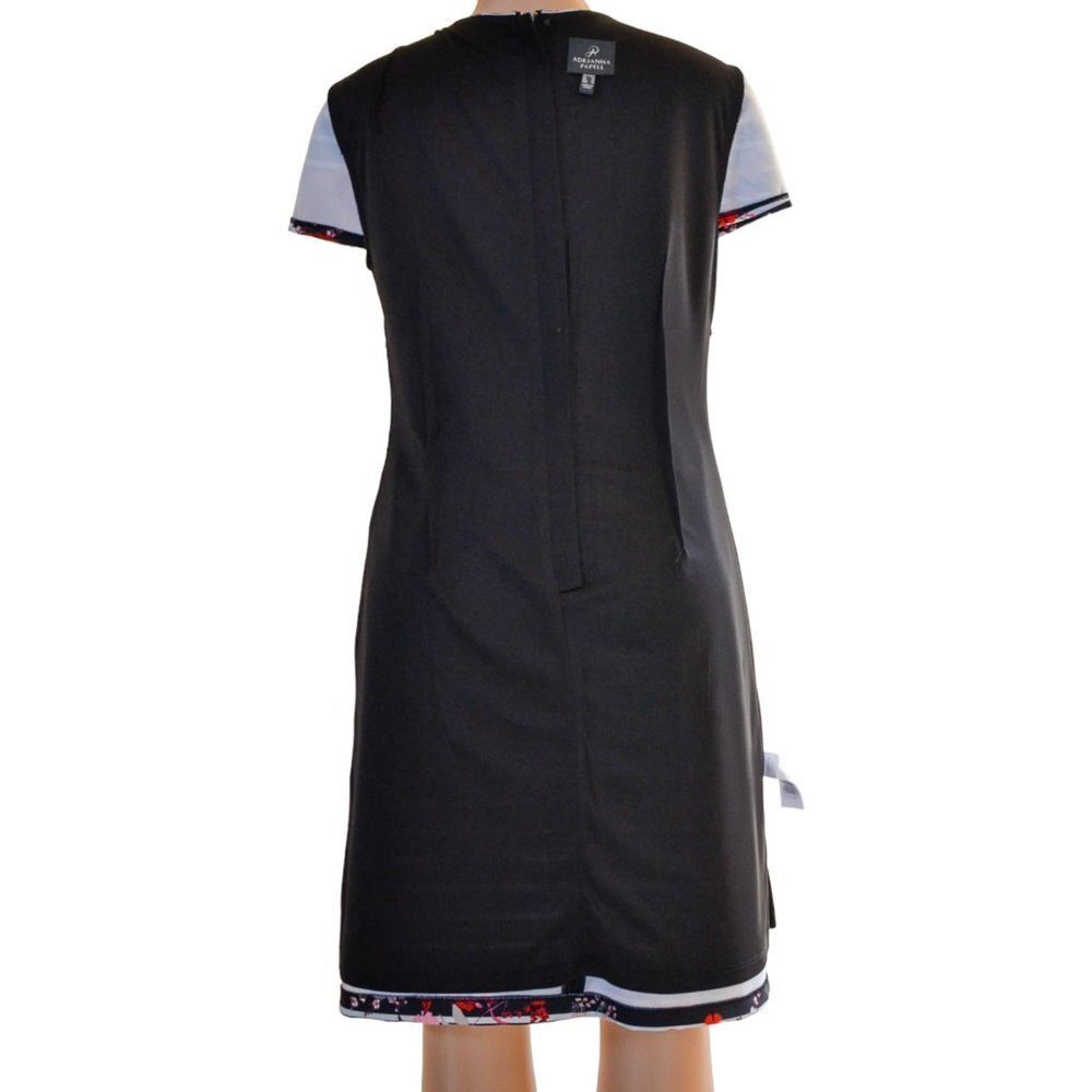 Adrianna Papell NWT Floral & Stripe Dress — Red / Pink / White on Black, Size 12 - Picture 12 of 15